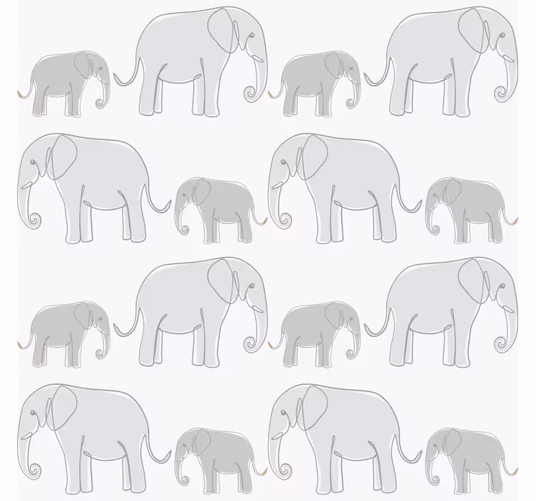 Tapeta dla dzieci minimalistyczne słonie - TenStickers