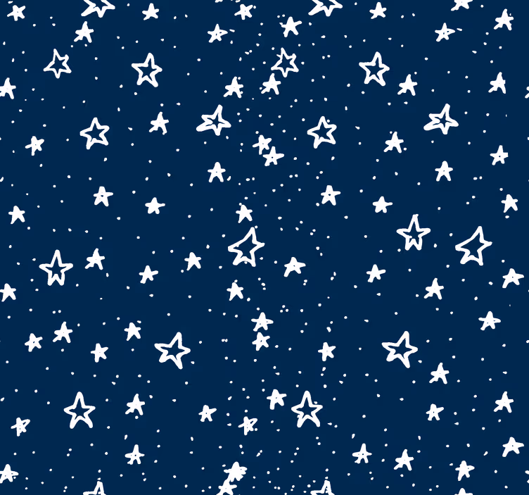Granatowa tapeta naszkicowane gwiazdy - TenStickers