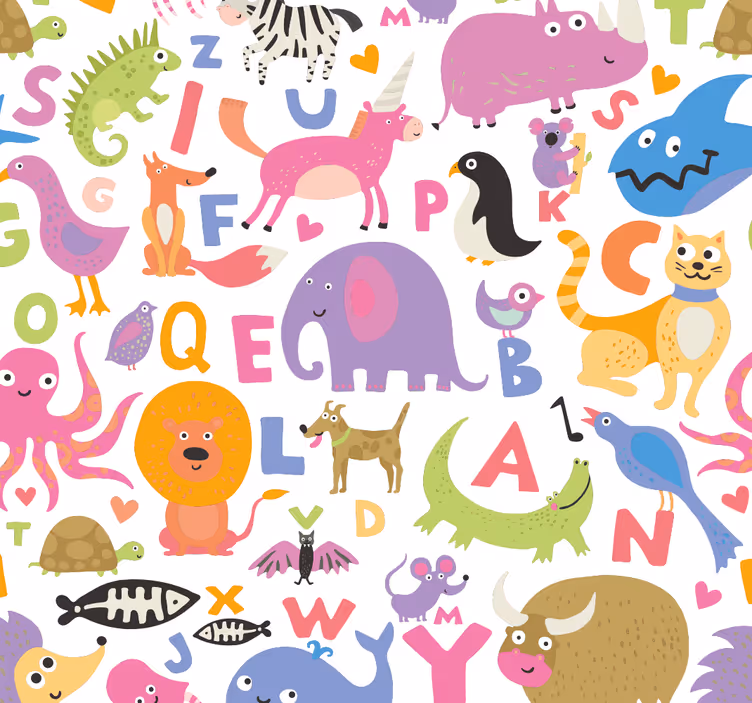 Tapeta dla dzieci zwierzęta alfabetu - TenStickers