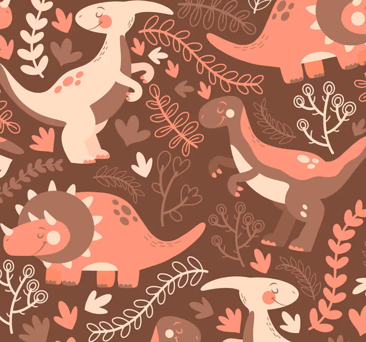 Tapeta dinozaury zabawny wzór dinozaura - TenStickers