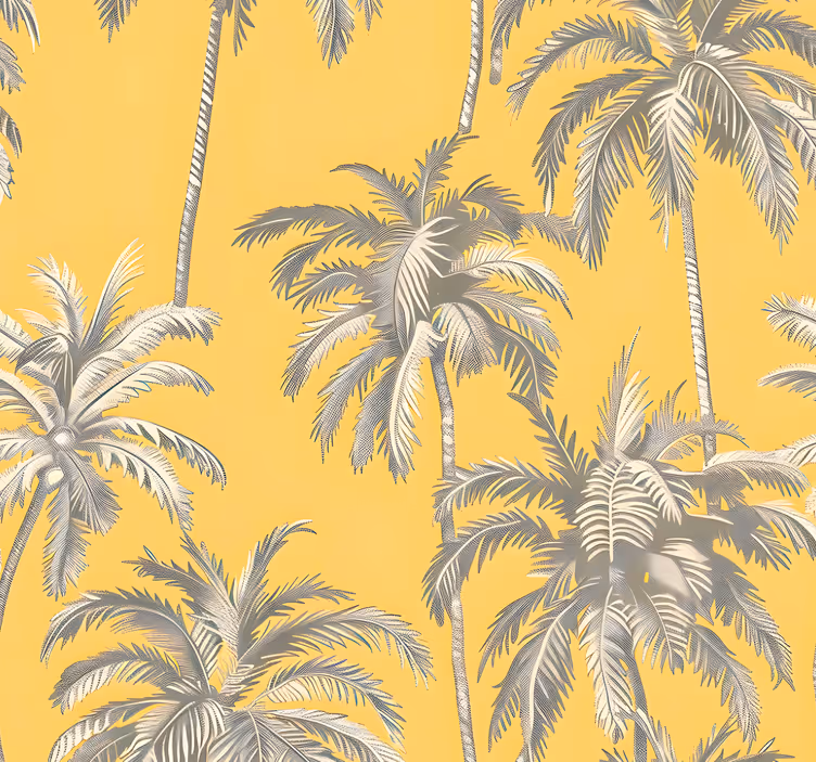 Tapeta żółta projekt palm - TenStickers