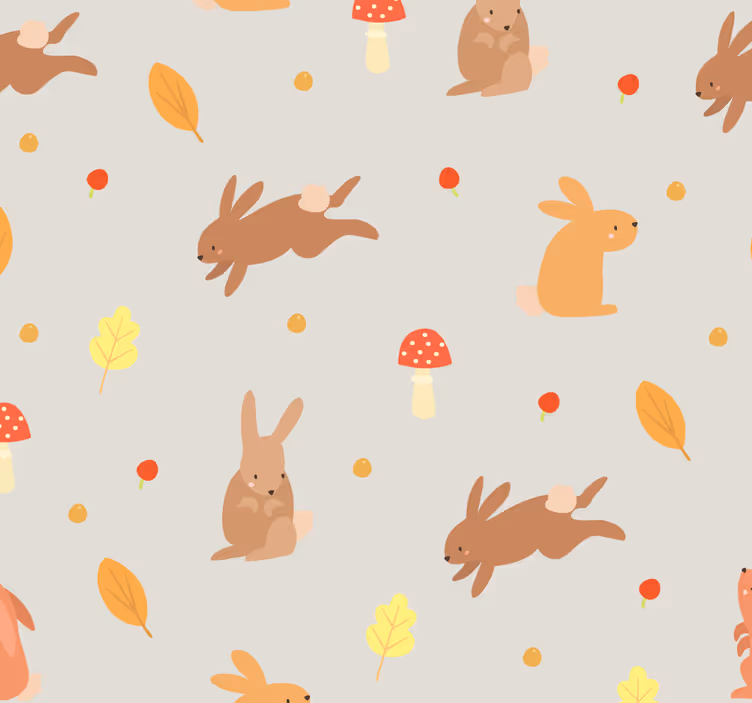Tapeta zwierzęta motyw wzoru króliczka - TenStickers