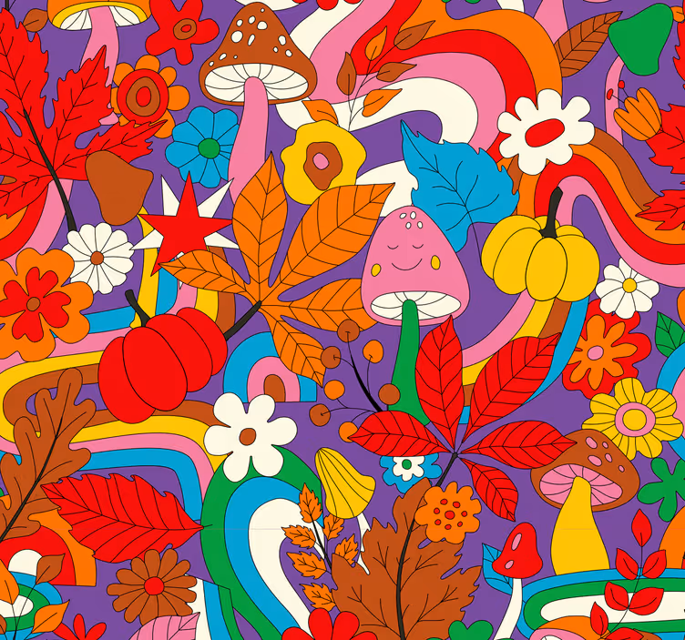 Tapeta kolorowy wzór psychodeliczny retro - TenStickers