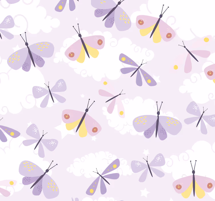 Tapeta motyle w pastelowych odcieniach fioletu - TenStickers