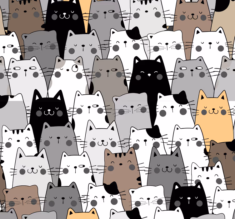 Tapeta nowoczesna Kolorowy wzór koty kreskówek - TenStickers