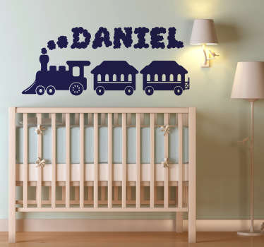 Naklejka na ścianę dla dzieci pociąg + Twoje imię