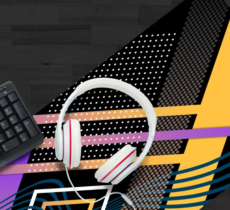 Podkładka pod mysz gamingowa Czarne tło kolorowe paski - TenStickers