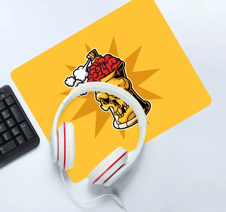 Oryginalna podkładka pod mysz czaszka mózg napój - TenStickers