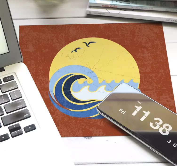 Oryginalna podkładka pod mysz fale pod zachodem słońca - TenStickers