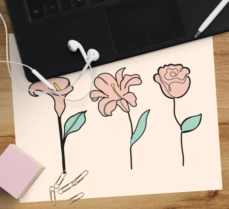 Oryginalna podkładka pod mysz kwiatowa elegancja trio - TenStickers