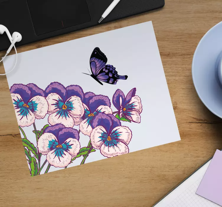Oryginalna podkładka pod mysz kwiatowy fioletowy motyl - TenStickers