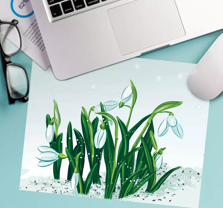 Oryginalna podkładka pod mysz kwiaty przebiśniegu - TenStickers