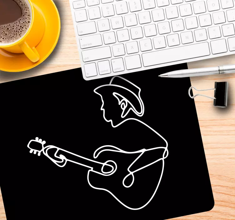 Oryginalna podkładka pod mysz muzyk z gitarą - TenStickers