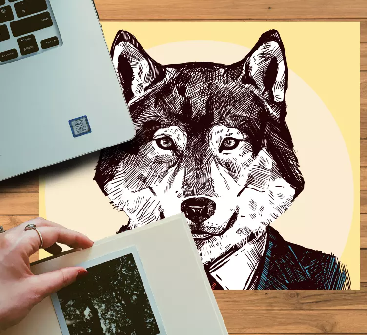 Oryginalna podkładka pod mysz portret eleganckiego wilka - TenStickers
