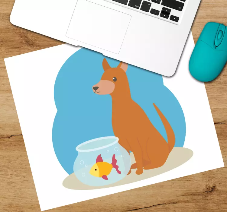 Oryginalna podkładka pod mysz radosny pies obserwujący ryby - TenStickers