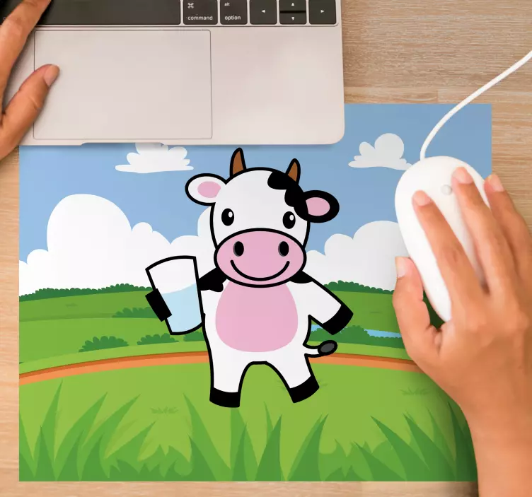 Oryginalna podkładka pod mysz wesoła krowa z kieliszkiem - TenStickers