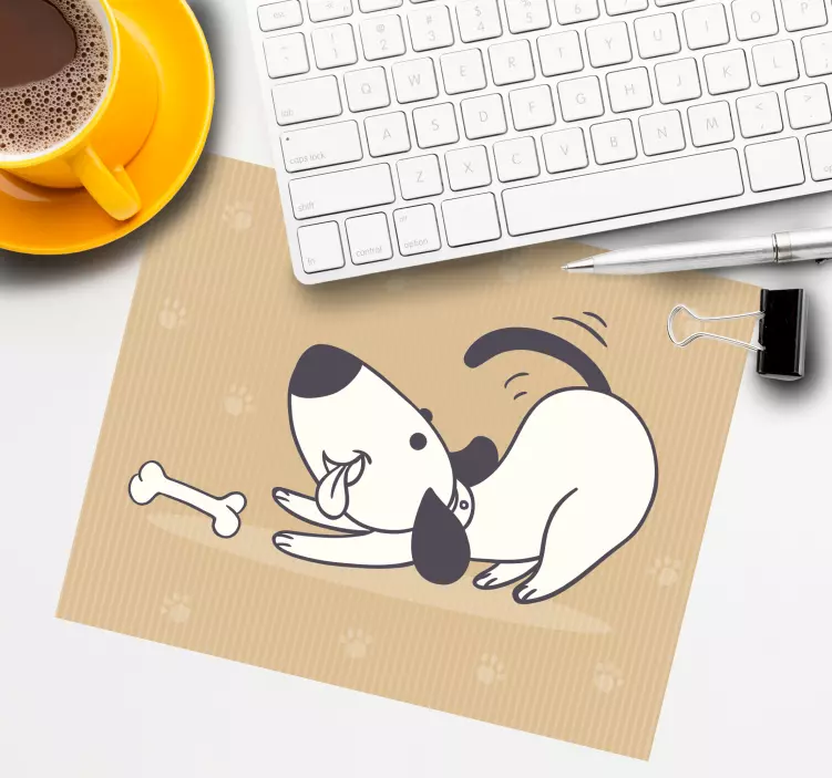 Oryginalna podkładka pod mysz wesoły pies z kością - TenStickers