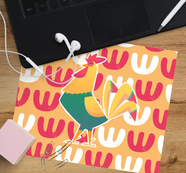 Oryginalna podkładka pod mysz wzór kolorowych kogutów - TenStickers