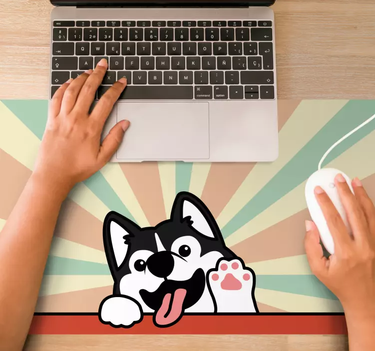 Oryginalna podkładka pod mysz z figlarnym husky - TenStickers