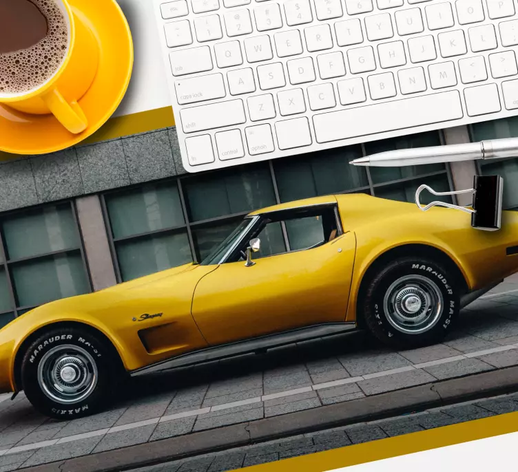 Podkładka pod mysz gamingowa elegancki Żółty samochód - TenStickers