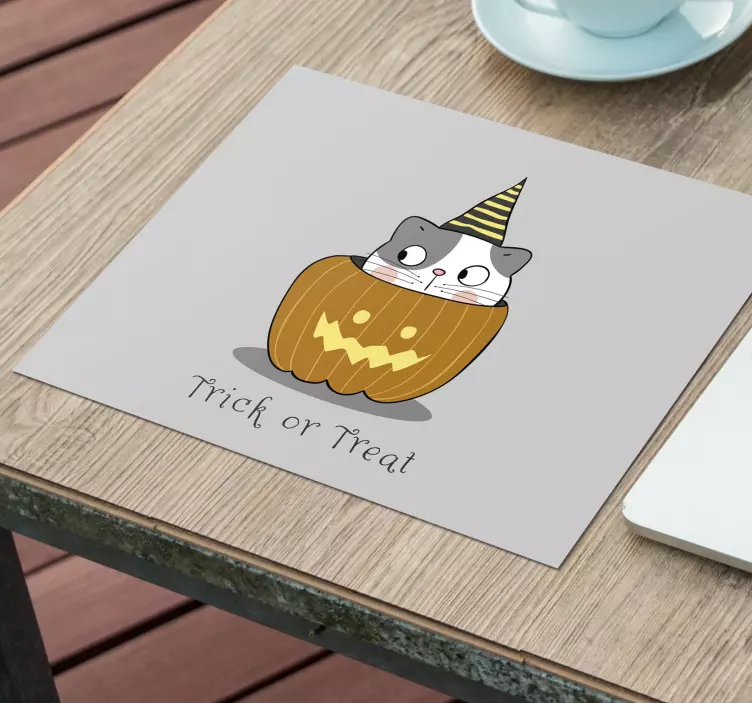 Podkładka pod mysz gamingowa kot w dyni - TenStickers