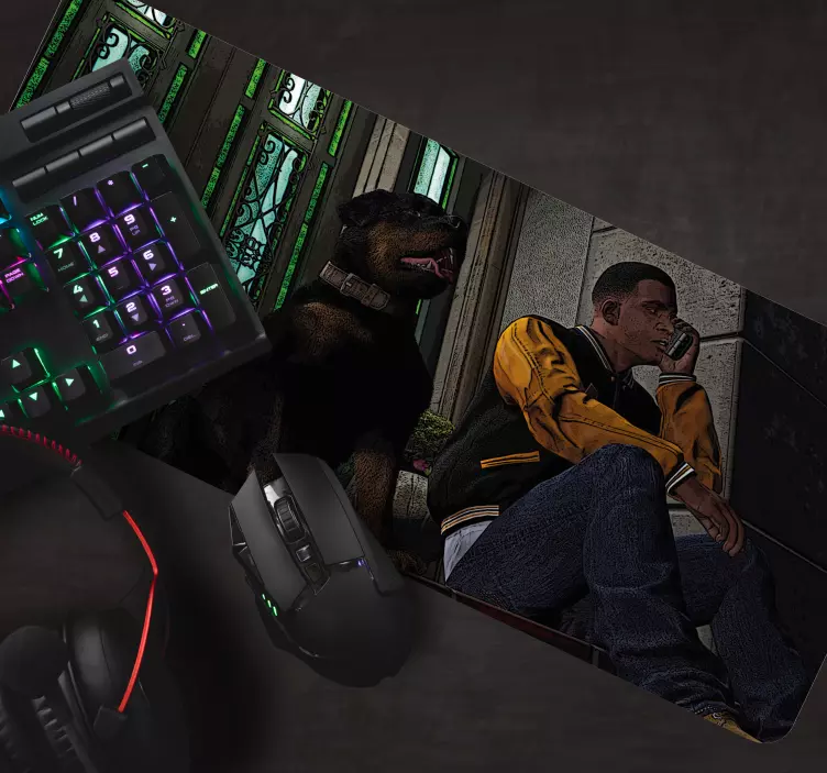 Podkładka pod mysz gamingowa postać z towarzyszem - TenStickers