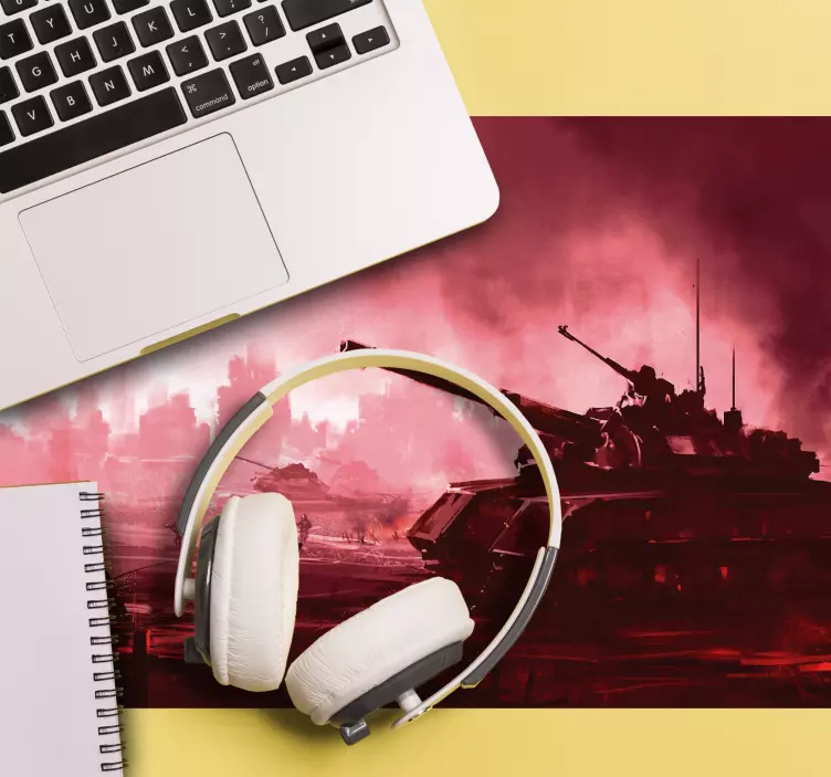 Podkładka pod mysz gamingowa scena bitwy czołgów - TenStickers