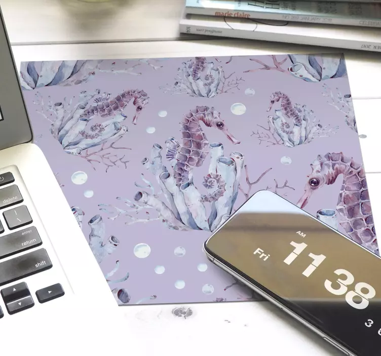 Podkładka pod mysz gamingowa wzór wodny z konikiem morskim - TenStickers