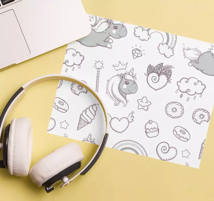 Podkładka pod mysz gamingowa z uroczymi jednorożcami - TenStickers