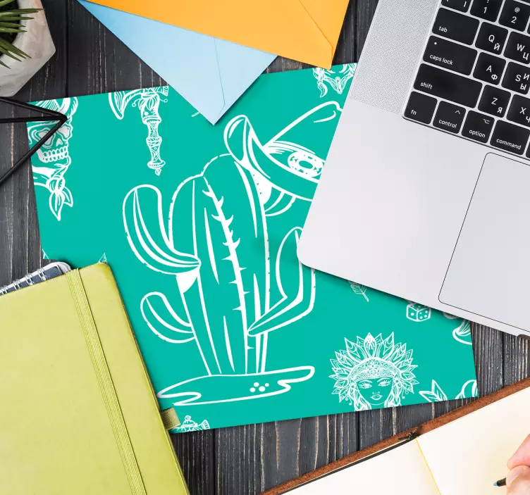 Podkładka pod mysz Kaktus i kapelusz - TenStickers