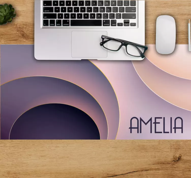 Podkładka pod mysz z imieniem eleganckie fale okrągłe - TenStickers