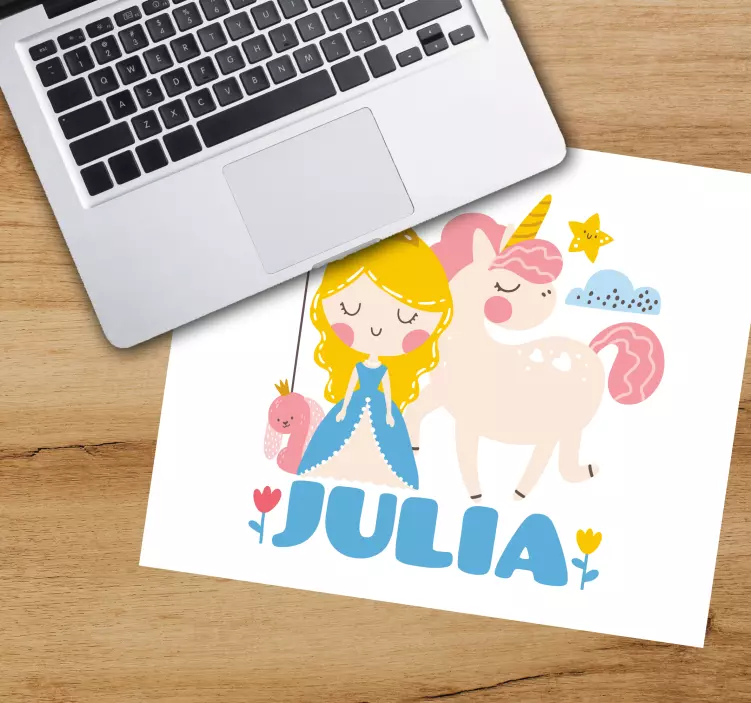 Podkładka pod mysz z imieniem księżniczka i jednorożec - TenStickers