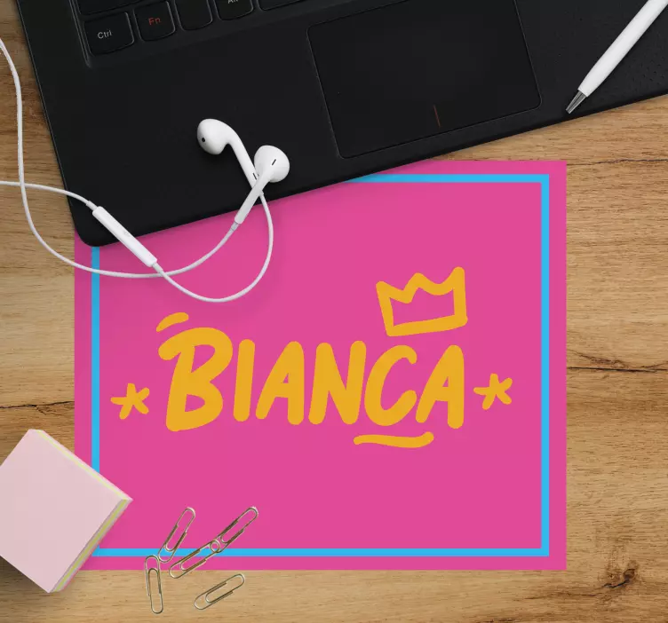 Podkładka pod mysz z imieniem różowe detale personalizowane - TenStickers