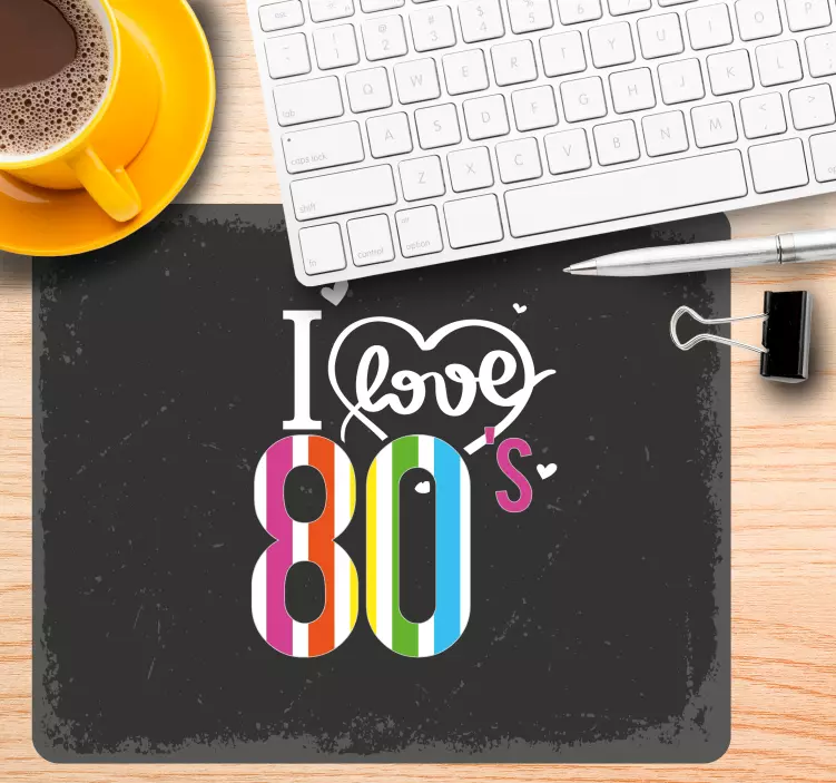 Podkładka pod mysz z tekstem kolorowa miłość lat 80. - TenStickers