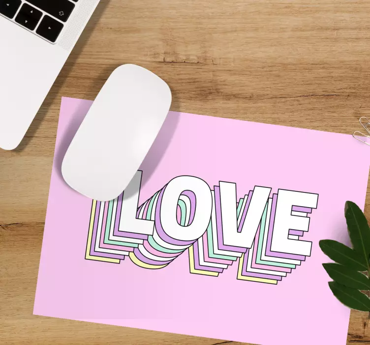 Podkładka pod mysz z tekstem kolorowa typografia miłości - TenStickers