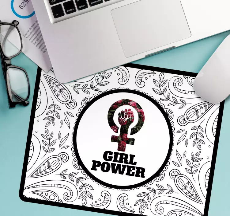 Podkładka pod mysz z tekstem kwiatowy symbol mocy - TenStickers