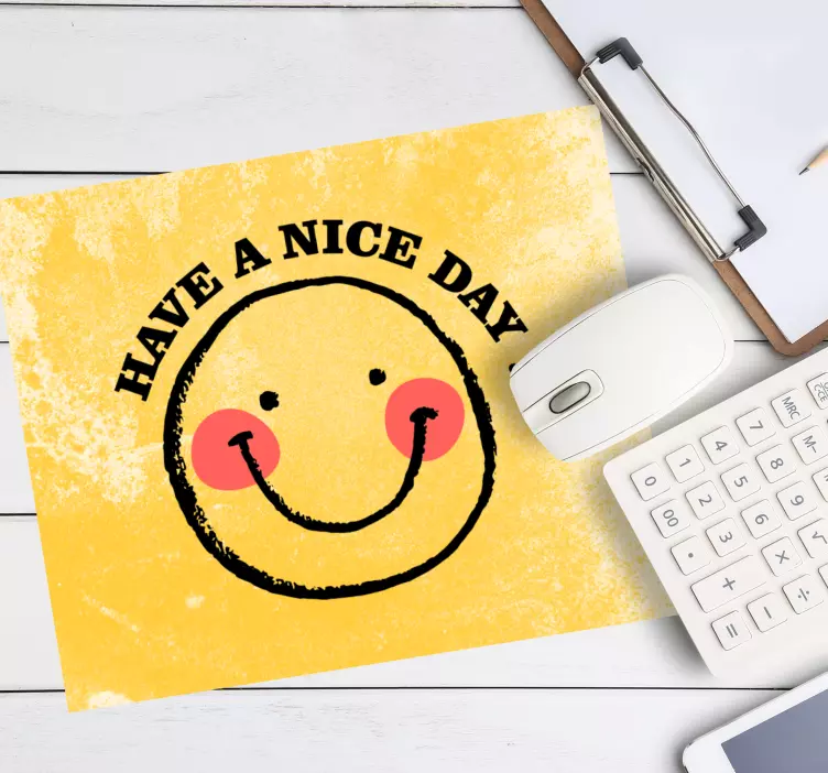 Podkładka pod mysz z tekstem uśmiechnięta buźka - TenStickers