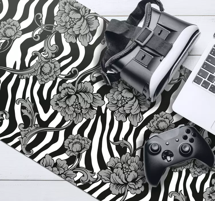 Podkładka pod myszkę wzory Kwiatowy nadruk zebry - TenStickers