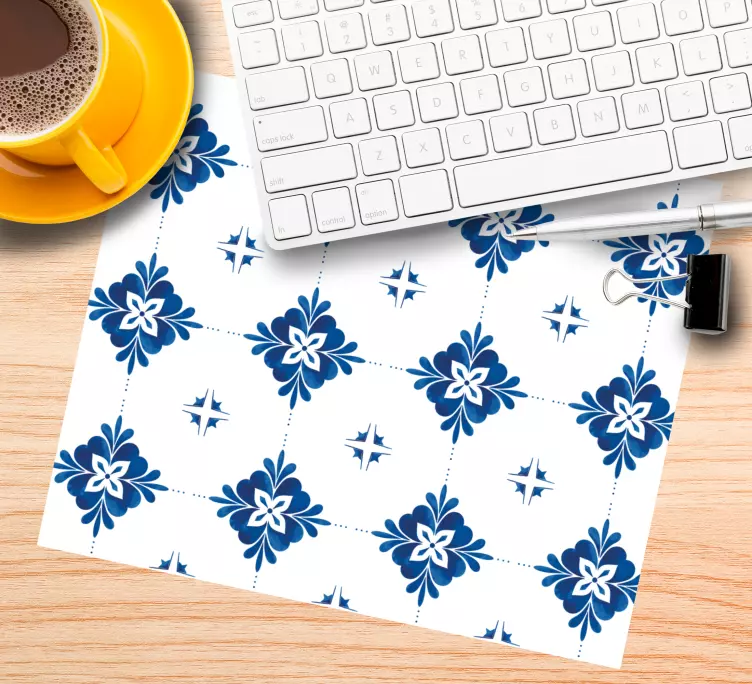 Podkładka pod myszkę wzory Retro niebieska płytka - TenStickers