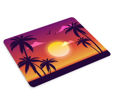 Podkładka pod mysz gamingowa silhouette palmy o zachodzie - TenStickers