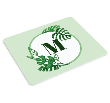 Podkładka pod mysz z imieniem inicjał z liśćmi - TenStickers