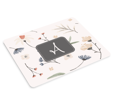 Podkładka pod mysz z imieniem inicjał monogramu kwiatowego - TenStickers