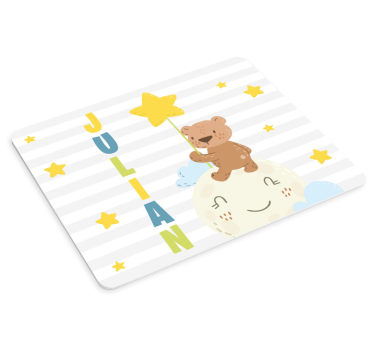 Podkładka pod mysz z imieniem miś trzymający gwiazdę - TenStickers