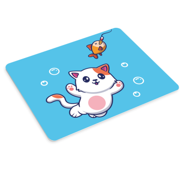Podkładka pod mysz gamingowa wesoła kotka na rybach - TenStickers
