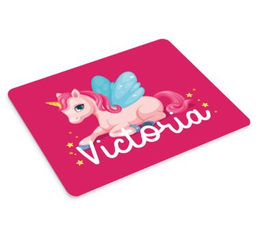Podkładka pod mysz z imieniem w uroczy design jednorożca - TenStickers