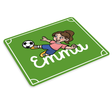 Podkładka pod mysz z imieniem dziewczyna kopiąca piłkę - TenStickers