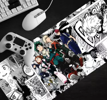 Anime podkładka pod mysz Czarno-białe postacie z mangi - TenStickers