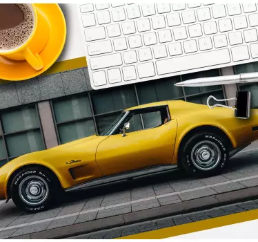 Podkładka pod mysz gamingowa elegancki Żółty samochód - TenStickers