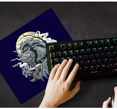 Podkładka pod mysz gamingowa gromki wilczy wycie - TenStickers