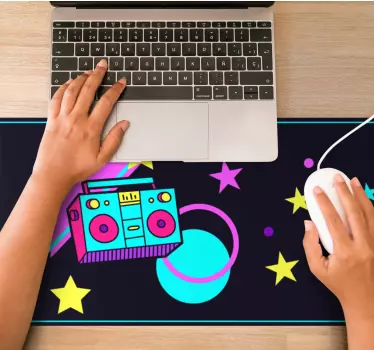 Podkładka pod mysz gamingowa retro boombox galaxy - TenStickers